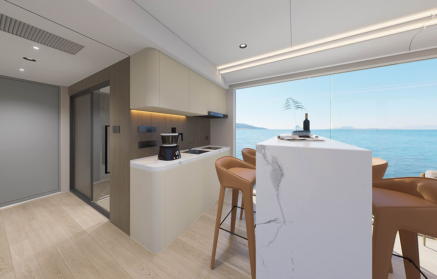 Suite kitchen with ocean view